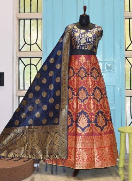 Navy Blue Colour HOTAM HIT Designer Fancy Festive Wear Heavy Silk Printed Lehenga Choli Collection 10007